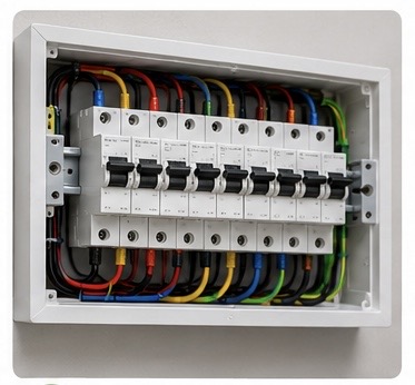 Clean, labelled distribution board wiring
