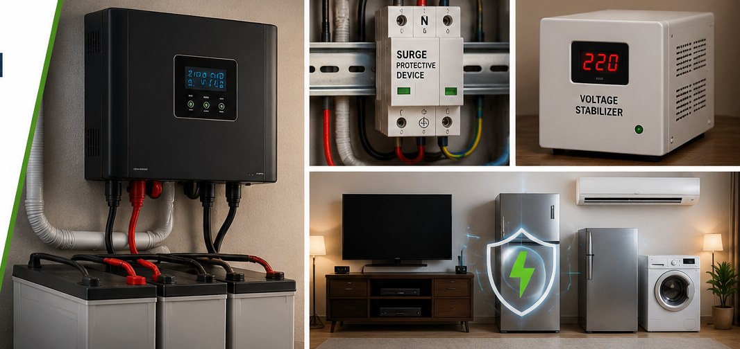 Inverter, surge device and voltage stabilizer