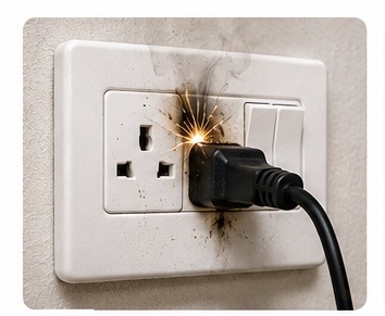 Sparking electrical outlet